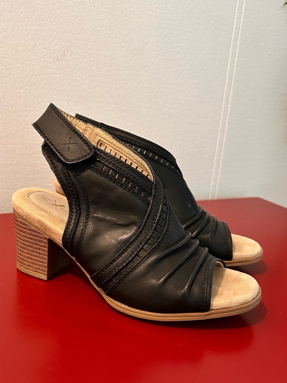 Denver Hayes Size 7 Black Leather Open-Toe Slingback Mules/Sandals - Picture 3 of 7
